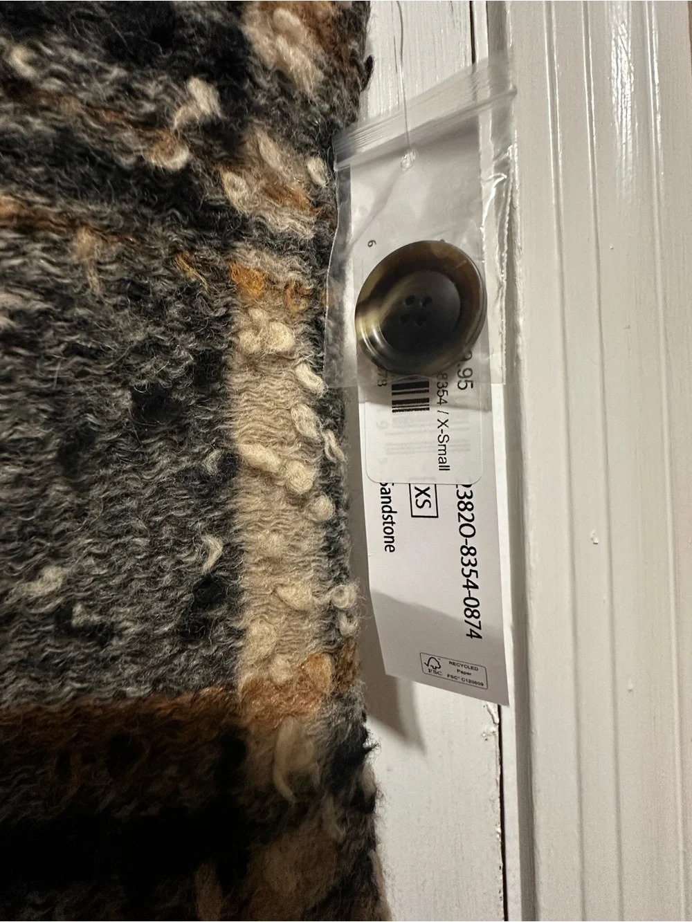 Tribal Bouclé Plaid Vest in Gray, Cream & Brown - Picture 5 of 5